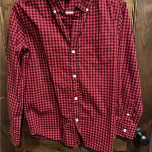 Old Navy Red and Black Checkered Button Down Shirt